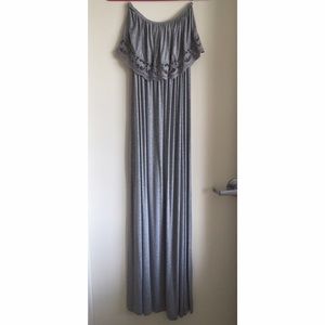 Gray flounce maxi dress