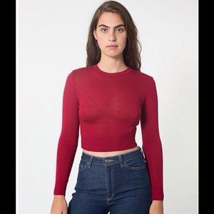 american apparel red crop sweater