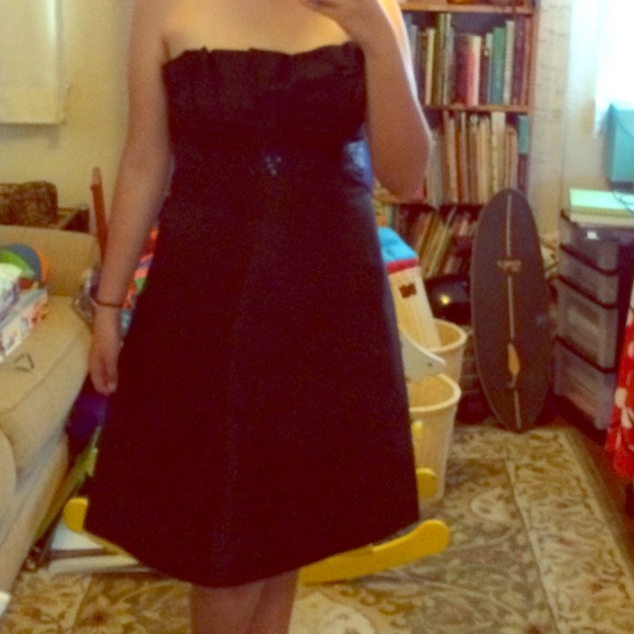 Strapless silk black dress