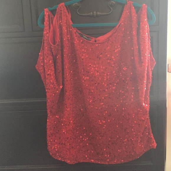 Red sequins blouse