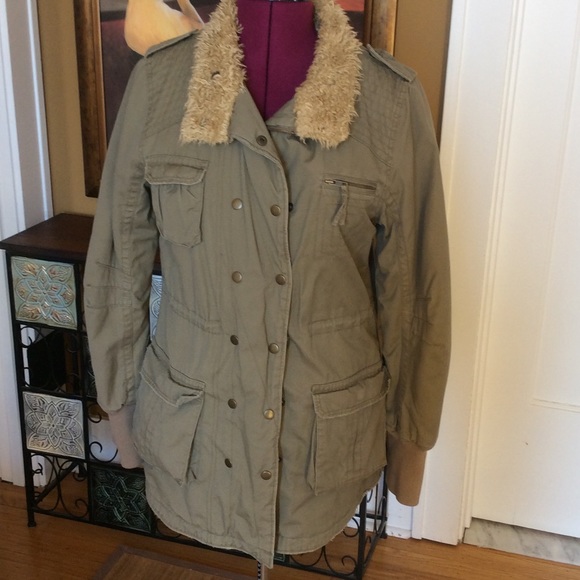 Khaki colored women's car coat