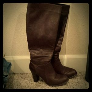 Brown knee high boots