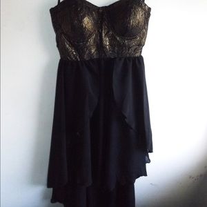 High low black and gold dress