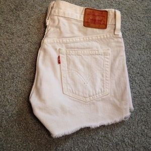 White Levi cutoffs