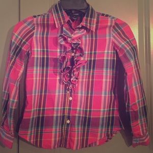 Sold-Girls Ralph Lauren plaid top w/ruffles