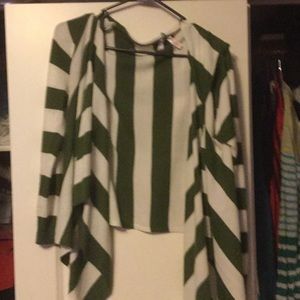 Striped green hooded cardigan