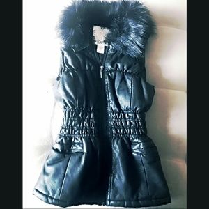 Faux Leather Bomber Vest Arden B.