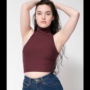 american apparel sleeveless turtleneck crop top