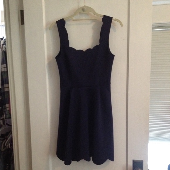 Nasty Gal Navy Scallop Dress