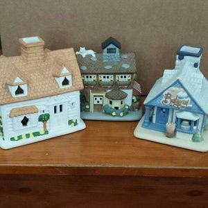 3 partylite tea lite houses