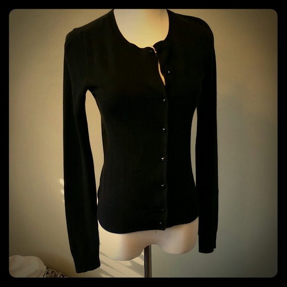 New York & Company Simple Black Button Up Cardigan