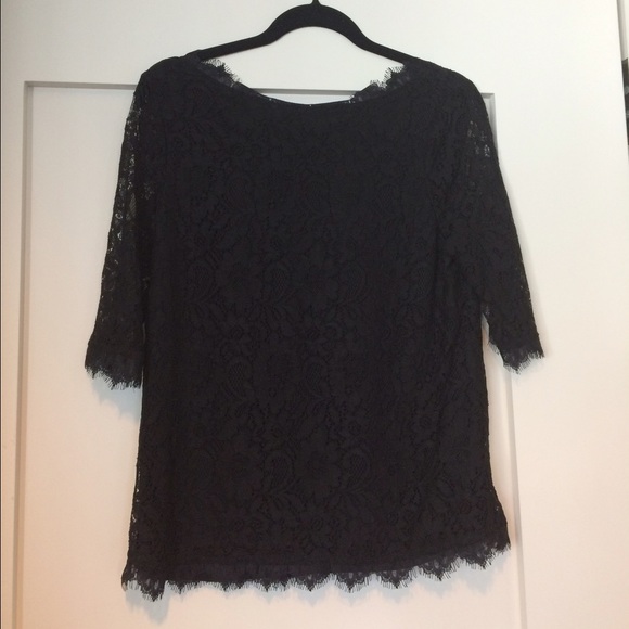 ❌SOLD IN BUNDLE❌Black Lace Top with 3/4 Sleeves