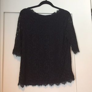 ❌SOLD IN BUNDLE❌Black Lace Top with 3/4 Sleeves