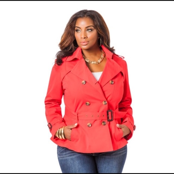 Short peplum Trench Coat ( Poinsettia color)