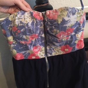 Flowered Jean dress .