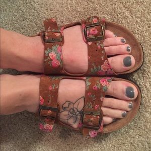 Jeffery Campbell floral platform Birkenstocks