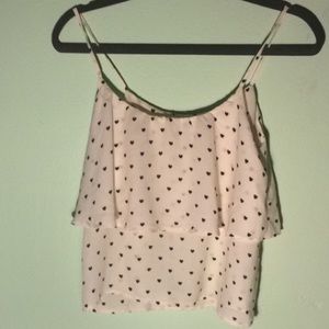 Cream and Black Heart Top