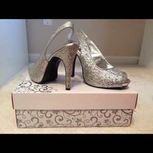 LuLu Townsend Silver Mesh Glitter Heels