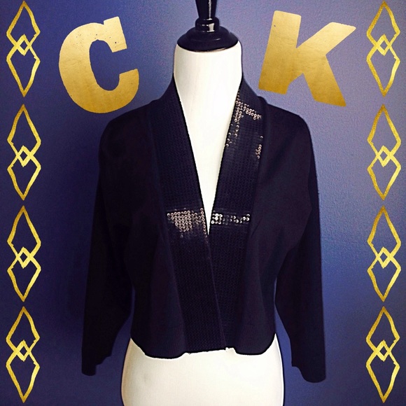 💛Calvin Klein Black Sequin Crop Sweater Size L💛