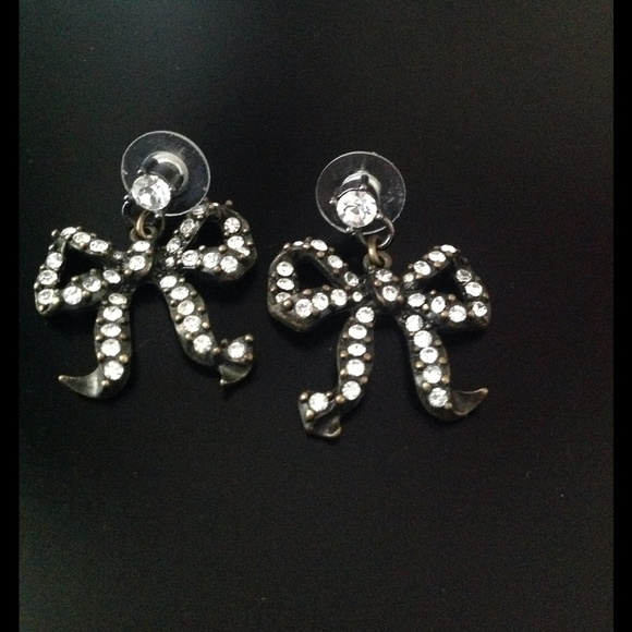 Betsey Johnson Bow Rhinestone Earrings