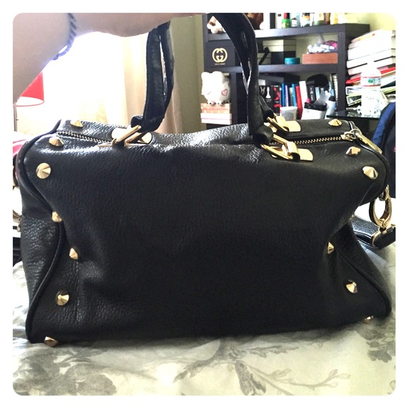 Deux Lux Faux Leather Studded Duffle Handbag