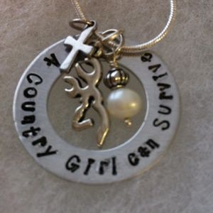 "A country girl can survive" necklace with charms