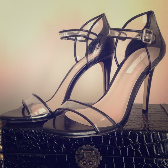 BCBG Shoes - BCBG clear ankle strap heels