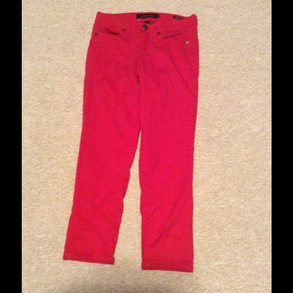 Red Calvin Klein cropped skinny jeans nwot