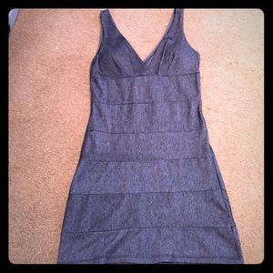 Small chambray look grey/black fitted dress