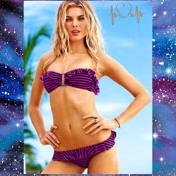 🚫Sold🚫Victoria Secret Purple/BlackBandeau bikini - Picture 2 of 4