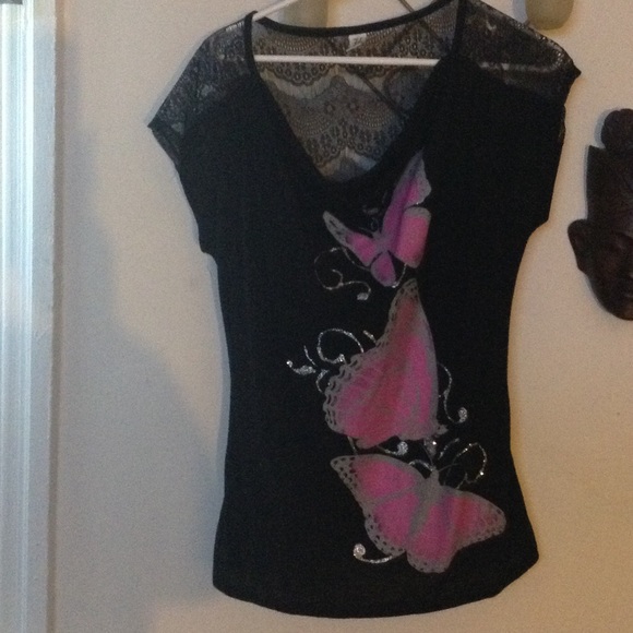 Black butterfly t-shirt