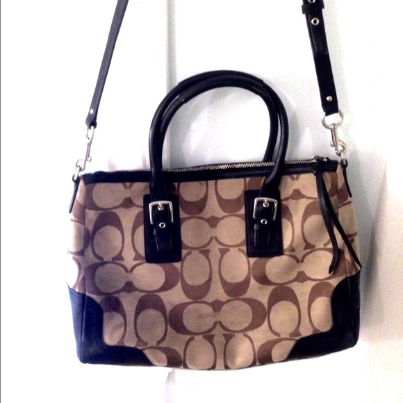 Coach 'C' Bag with Black Leather Accents