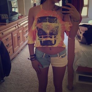 Tie dye Volkswagen off shoulder crop top