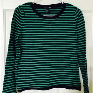 H&M Green and black stripped sweater