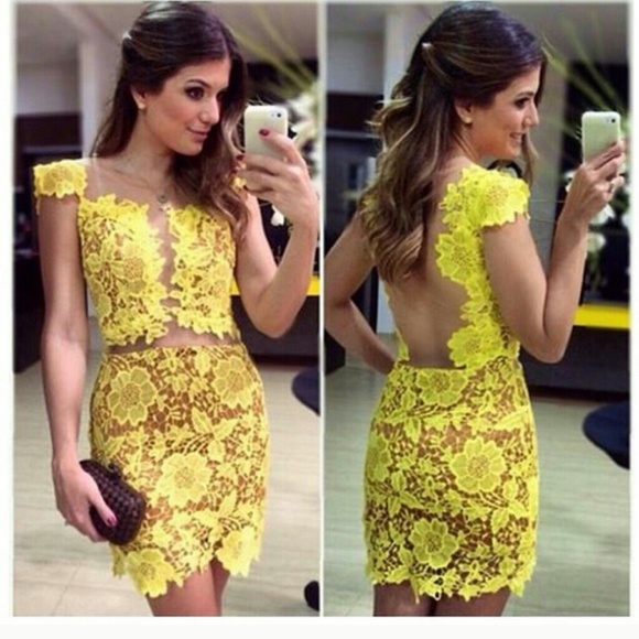Yellow laced dress