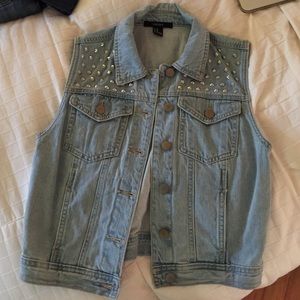 Forever21 studded light denim vest