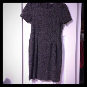 Dark grey tweed dress from the Gap.