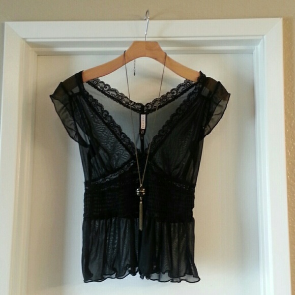 Feminine  Sheer Lace Blouse