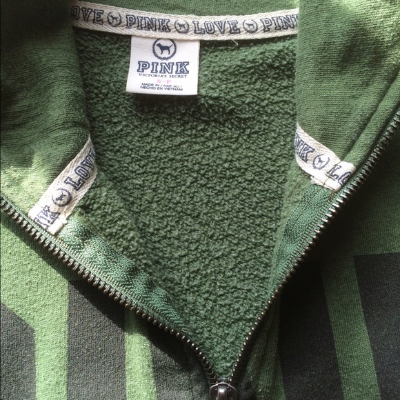 Victoria's Secret PINK half zip green sweatshirt - Picture 2 of 2