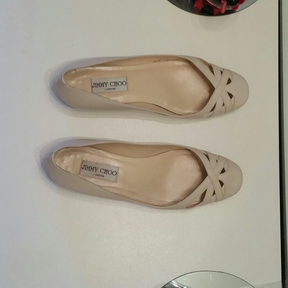 Jimmy Choo Chalk White Laser Cut Ballerina Flats - Picture 3 of 3