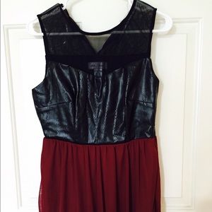 Leather top with flary bottom dress - new