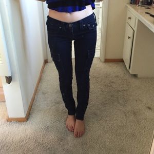 True religion side pocket skinny jeans dark wash