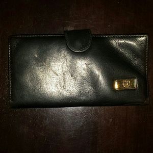 Ann Klein Soft Black Leather Check book