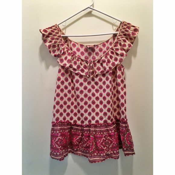 Boho paisley ruffle blouse