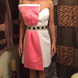 Selling a pink,black and white dress!