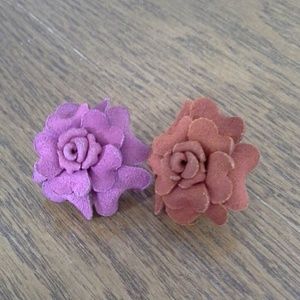 Leather Cluster Rose Rings