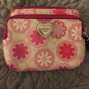 COACH FLORAL PRINT DOUBLE ZIP WALLET