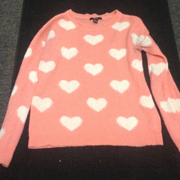 Pink and white heart sweater
