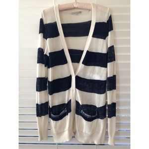 Light-weight, Navy and White Cardi