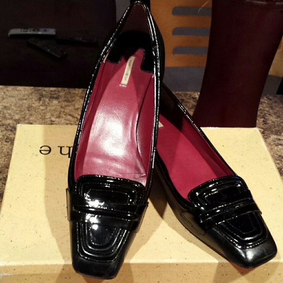 Blk leather & patent loafer